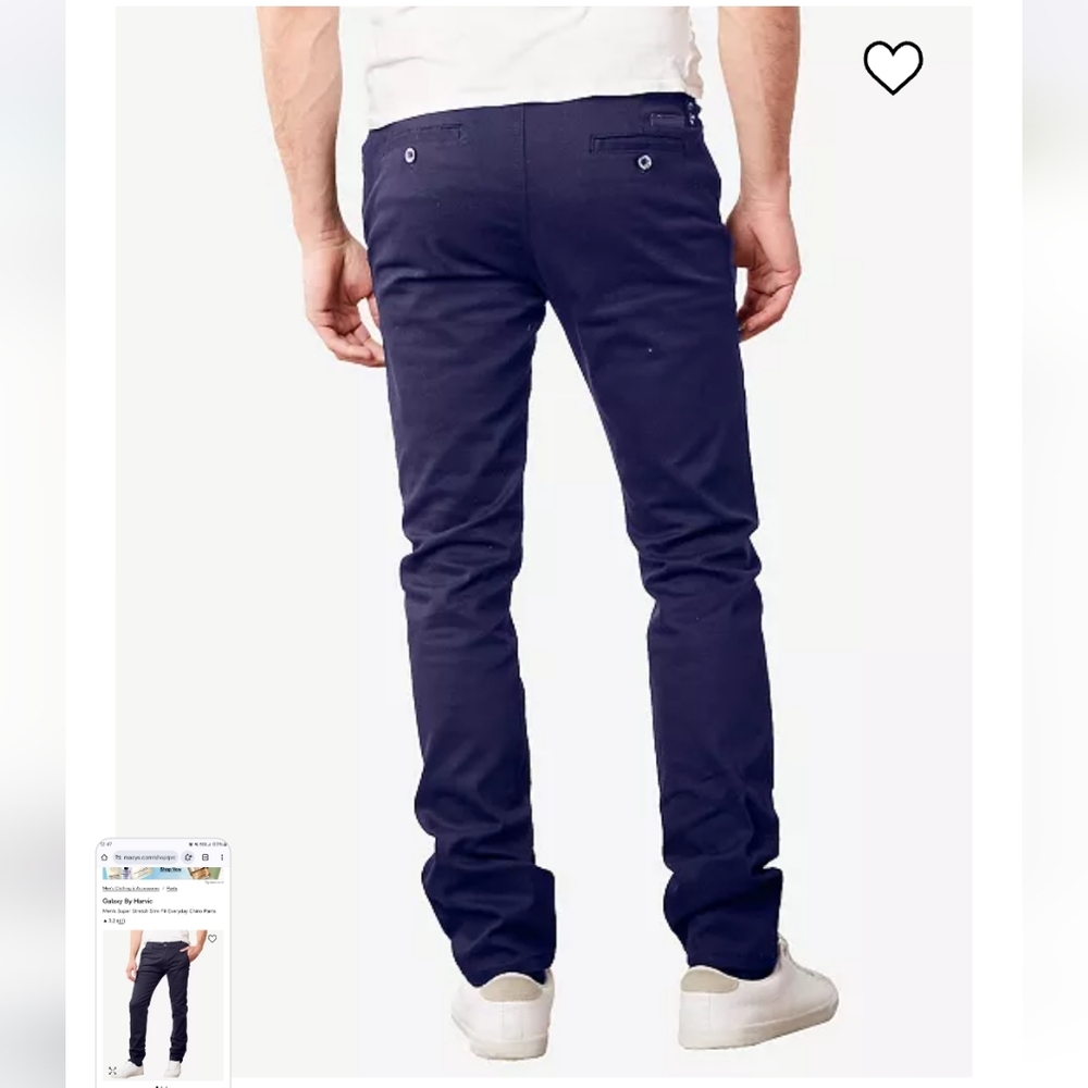 Galaxy By Harvic Men's Super Stretch Slim Fit Everyday Chino Pants NWT
